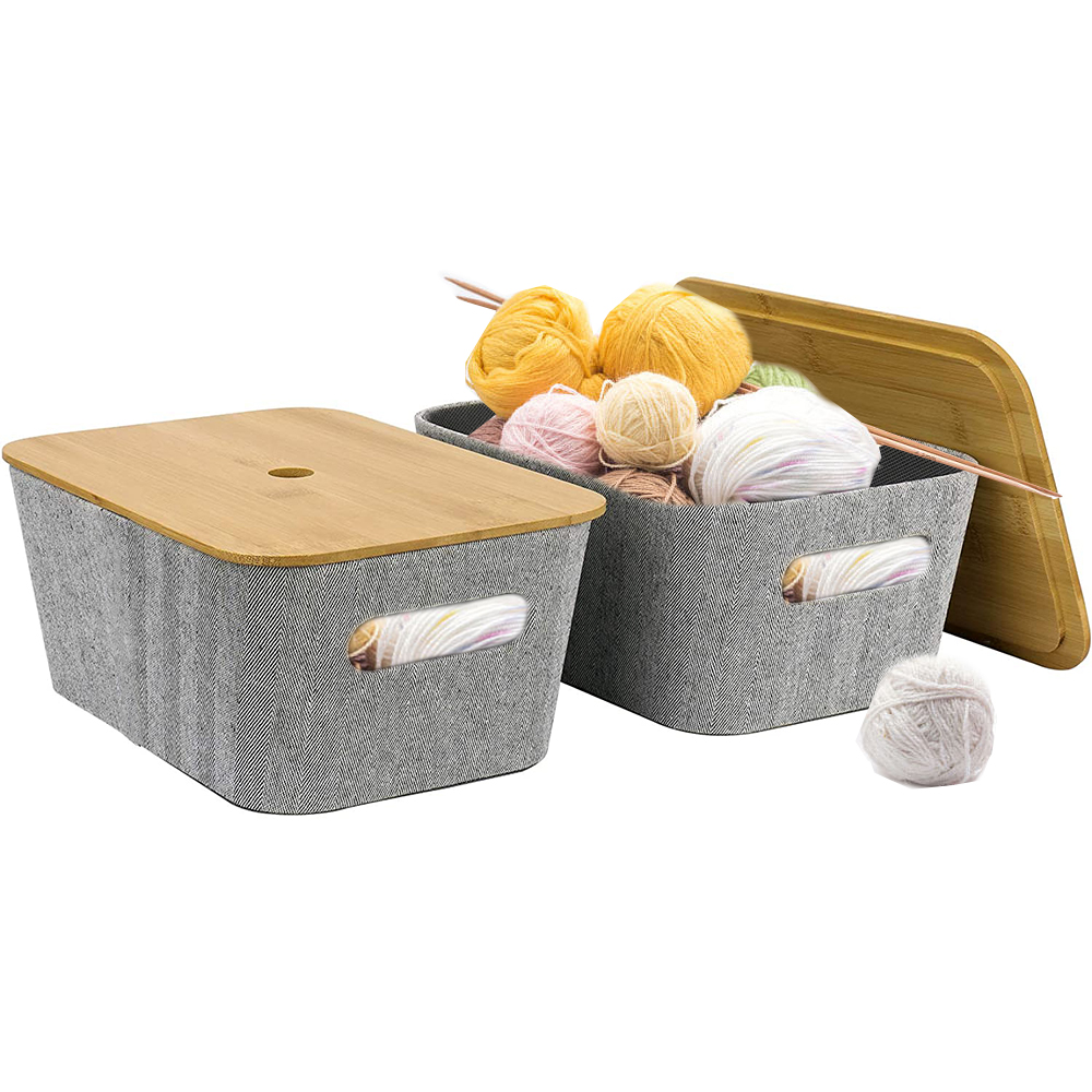 Storage basket with bamboo lid ah-gs01